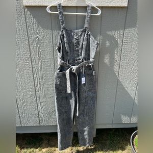 Black Acid Wash Overalls